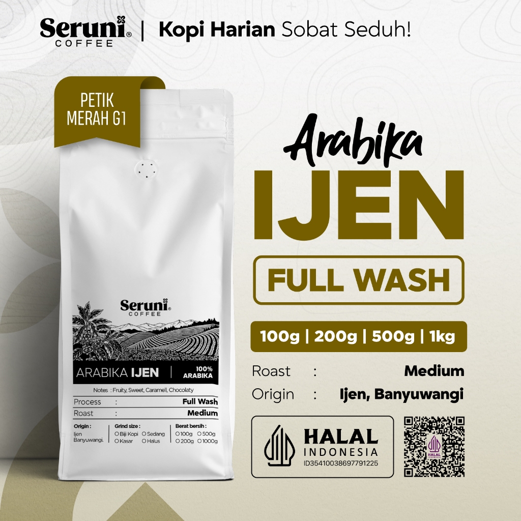 Kopi Arabika Ijen - Full Wash | Petik Merah Grade 1 | Medium Roast – Fresh Roast 100g | 200g | 500g 