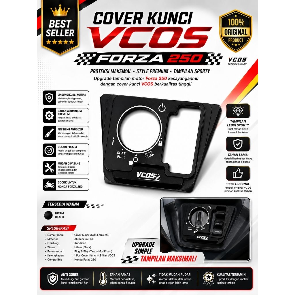 Cover kunci kontak Forza 250 VCOS tutup kunci cnc Vcos aksesoris forza 250 variasi forza 250