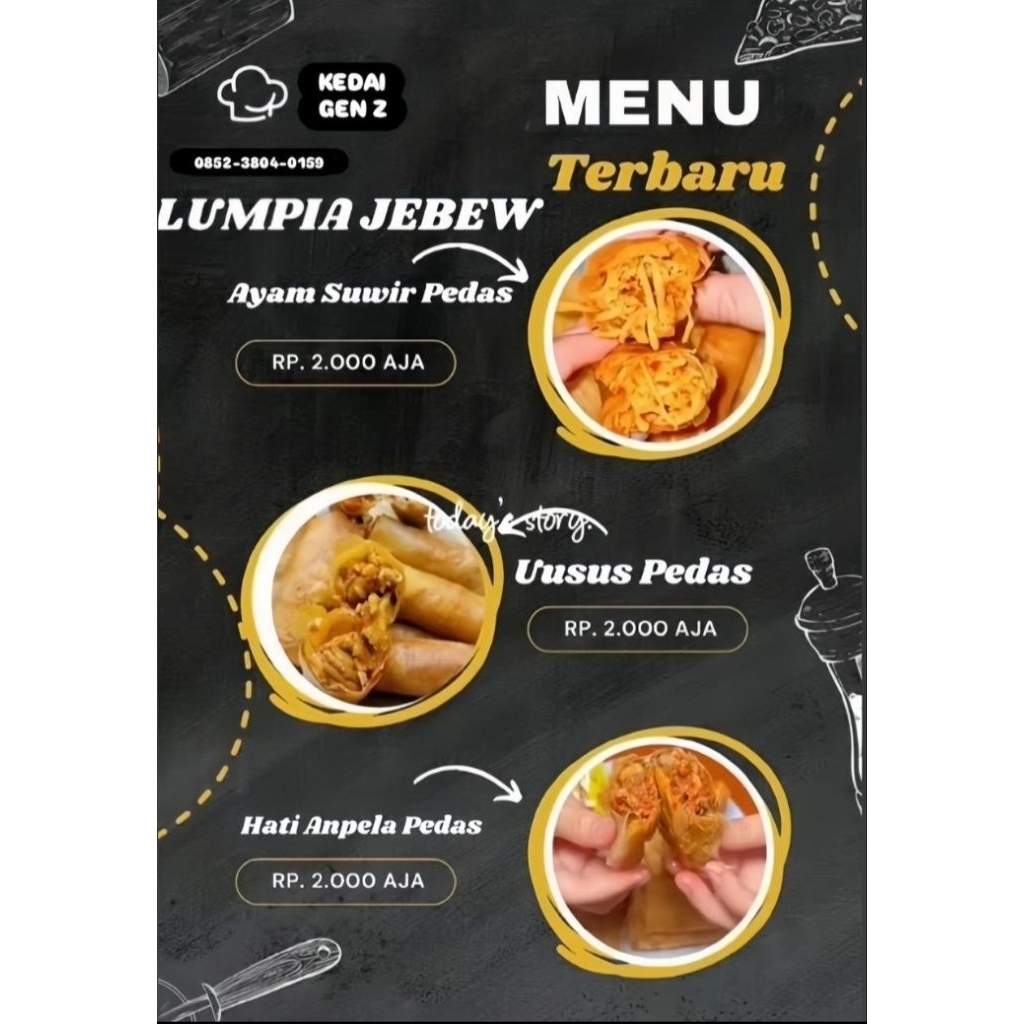 lumpia jebew mix 10pcs - variant ayam suwir - ati ampela - usus
