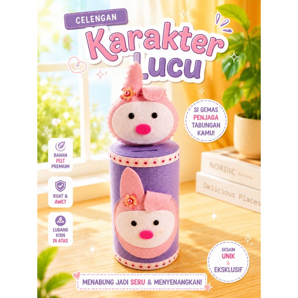 Celengan Karakter My Melody Flanel – Celengan Lucu Kerajinan Tangan Anak