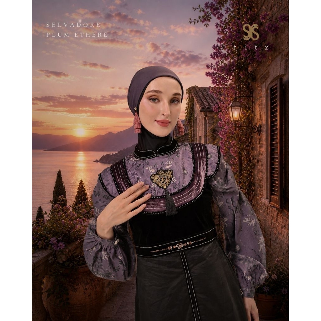 [RITZ SYAR'I] GAMIS SYARI TERBARU / DRESS SET MEWAH ORIGINAL " SELVADORE - PULM ETHERE" By Ritz Syar