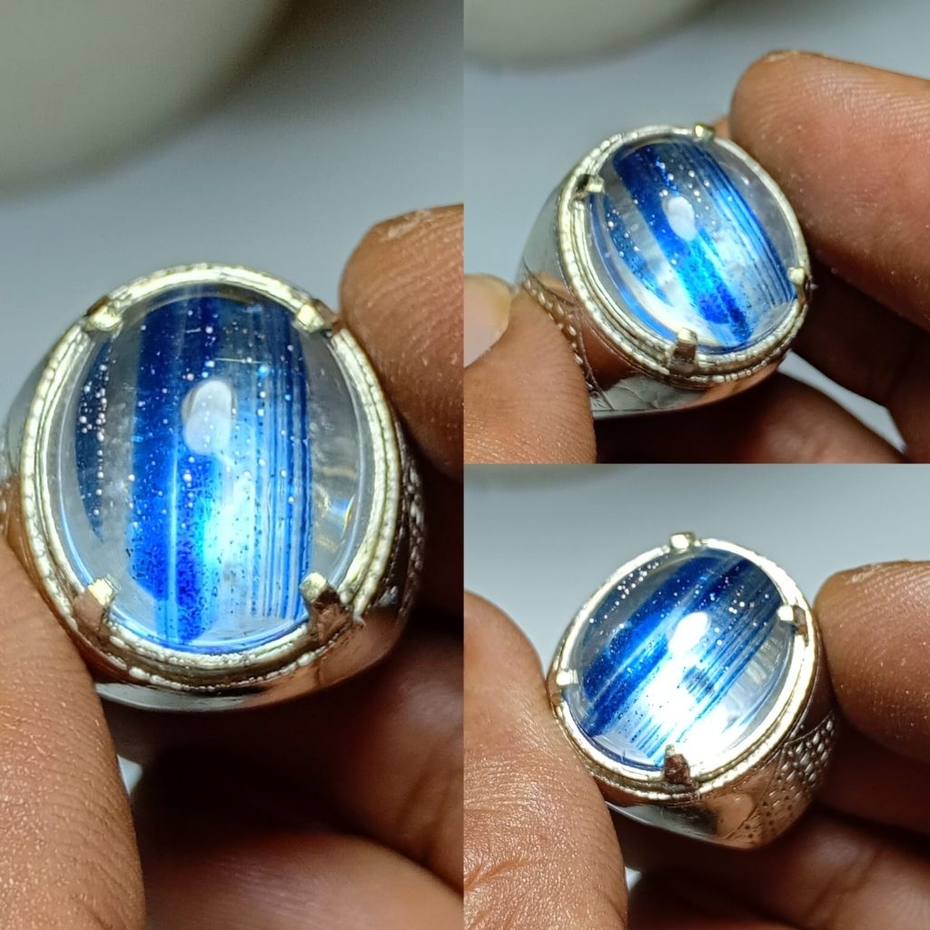 Batu cincin pasir intan biru crystal X63