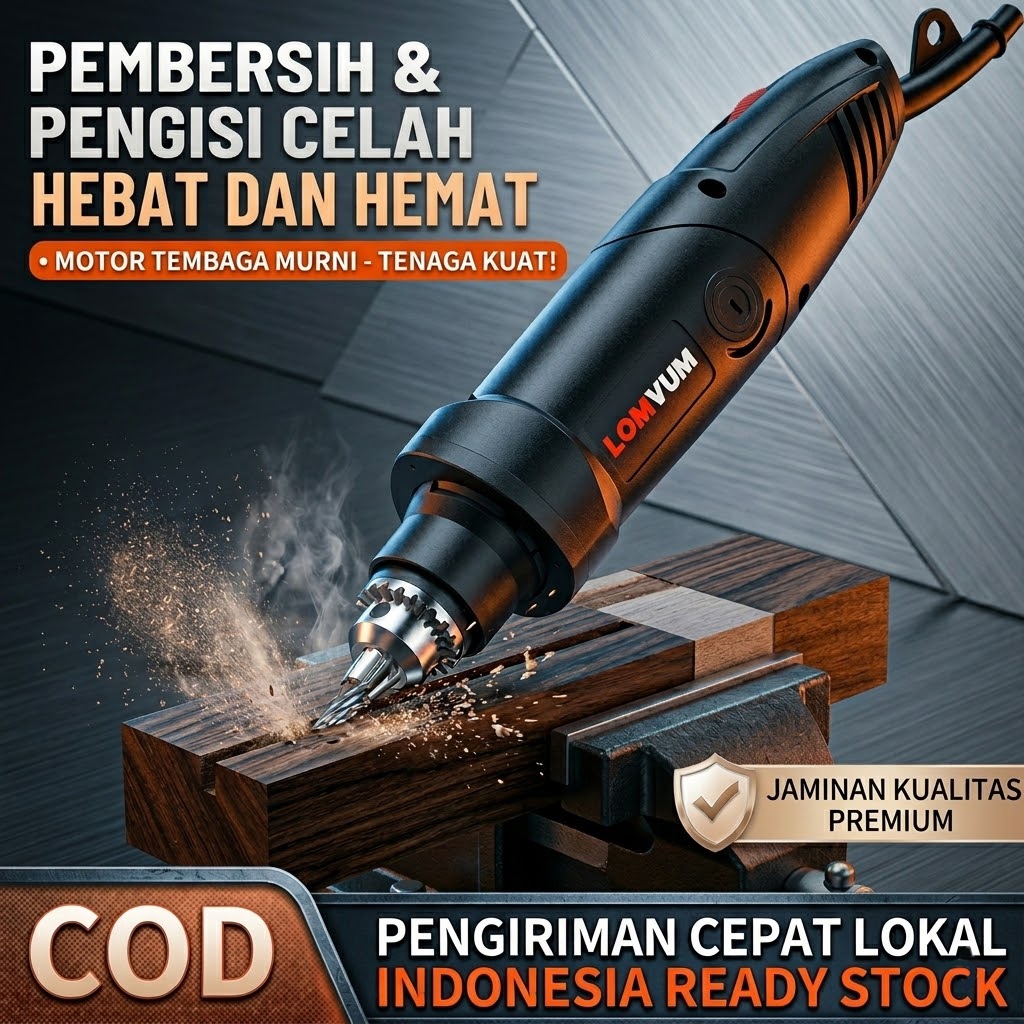 LOMVUM Gerinda Tuner Listrik 400W Mini Die Grinder Set Mesin Grafir Ukir Batu Kayu Polish Metal
