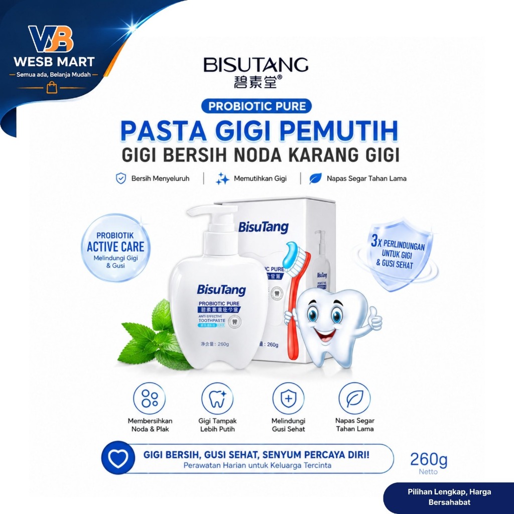 BISUTANG Pasta Gigi Pemutih Gigi 260g - BISUTANG Odol Gigi Pembersih Noda Karang Gigi 260g