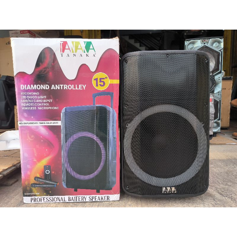 Speaker TANAKA15 inch Diamond Antrolley speaker Portabel bluetooth speaker trolly speaker aktif 15in