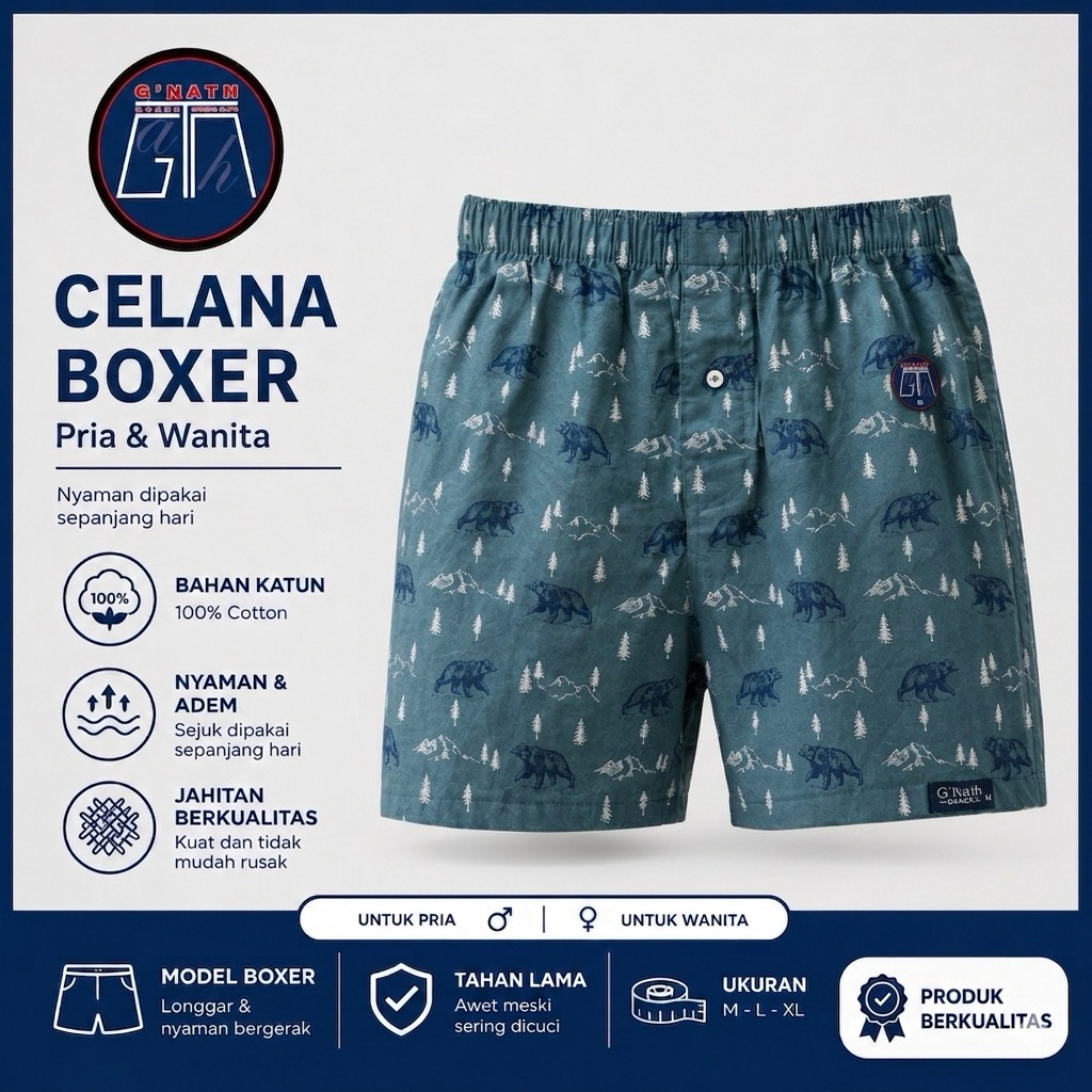 Celana BOXER Dewasa motif TERBARU merk GNATH