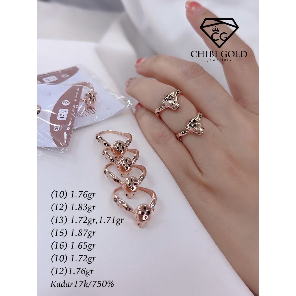 CHIBI GOLD - Cincin macan emas 750 kadar 17K - chibi gold jawellery