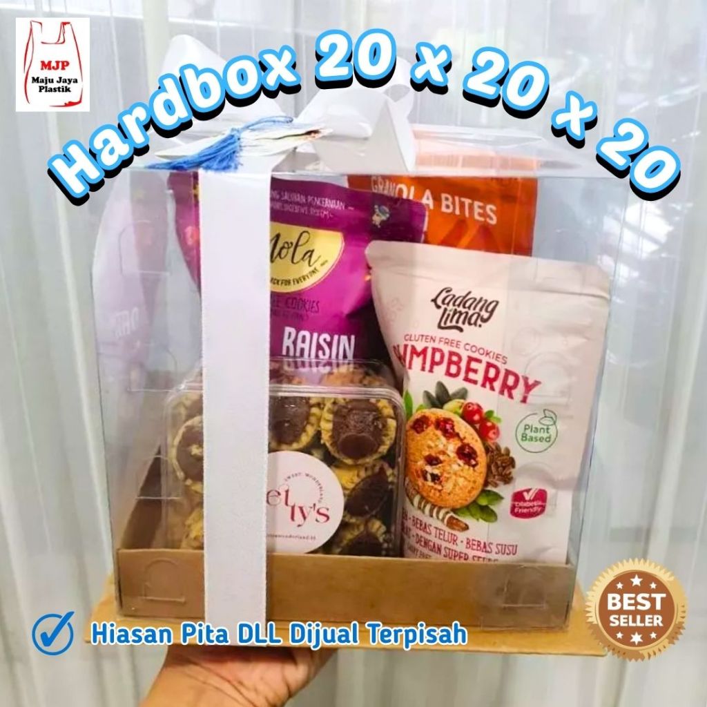 Hardbox Mika Transparan Premium 20x20x20 cm Box Hampers Wedding Parcel ultah Kado Souvenir Elegan