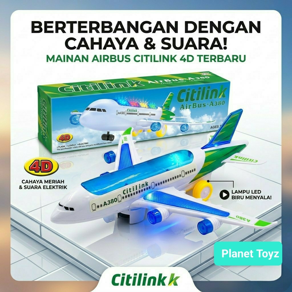 Planet Toyz - Mainan Anak Pesawat 4D BO Mainan Anak Pesawat-Pesawatan