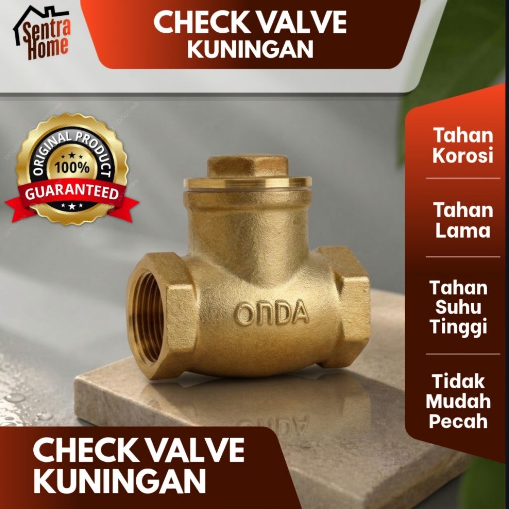 SENTRAHOME - Check Valve Kuningan ONDA 1" Original - Klep Tabok Anti Arus Balik Premium Jakarta