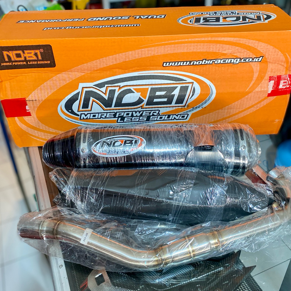 EXHAUST KNALPOT NOBI BOLD X BLACK SERIES FULL HITAM UNTUK MOTOR STYLO PCX VARIO 160 NMAX NEW NEO