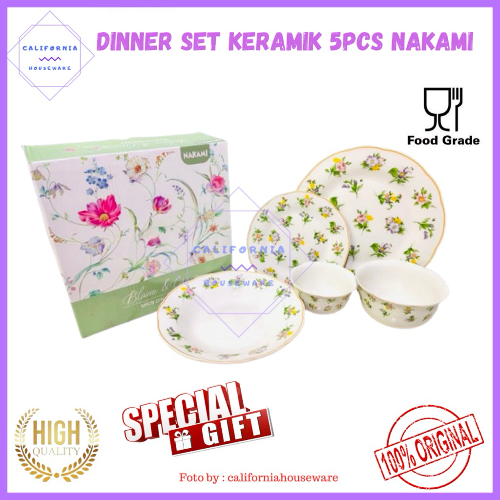 Dinner Set Keramik Isi 5pcs NAKAMI / Gift Box Dinner Set Keramik