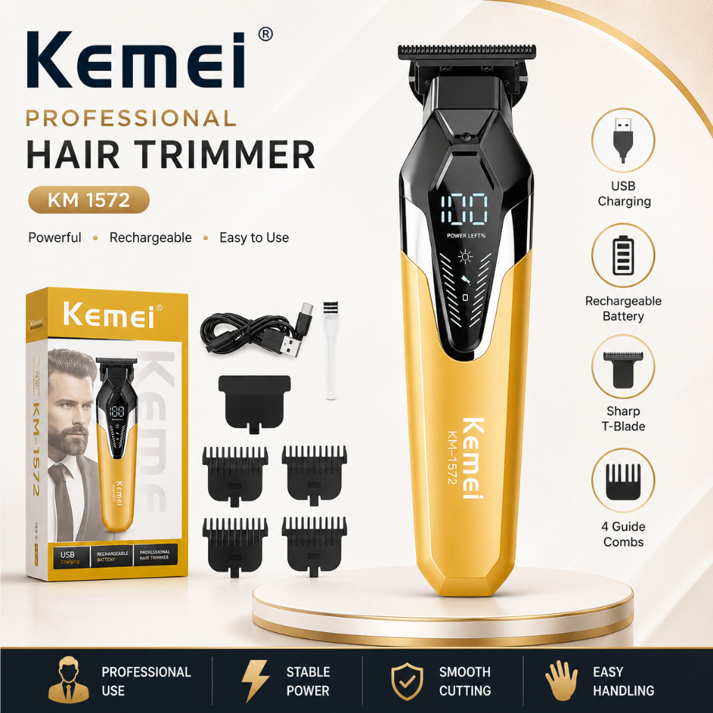 KM-1572 Kliper Rambut Profesional Kliper Rambut Listrik Clipper Rambut Cukur nirkabel Kliper Rambut 