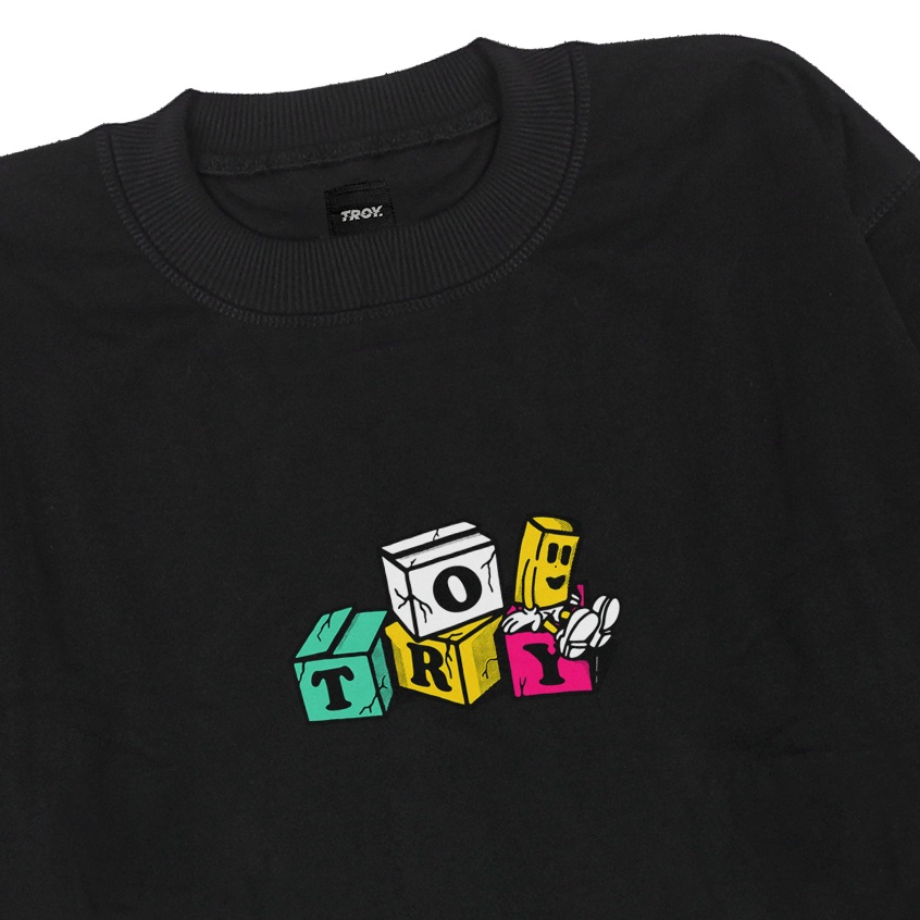 Troy Company Sweater Pria Hitam - Cube Box Sweater Sweatshirt Crewneck Black SWD 255