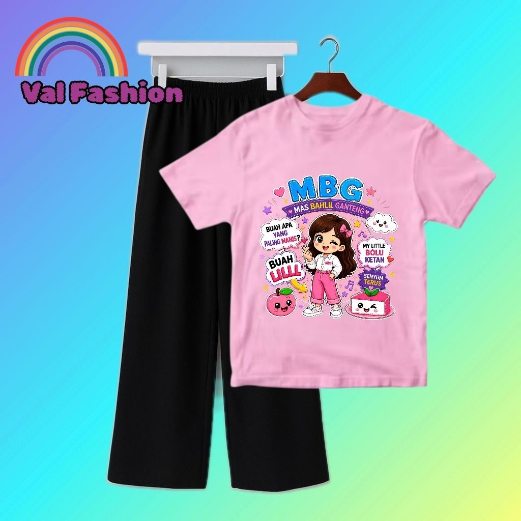 Setelan ANAK MBG Kaos Anak Perempuan 5-12 Tahun dan Celana Kulot Voxy