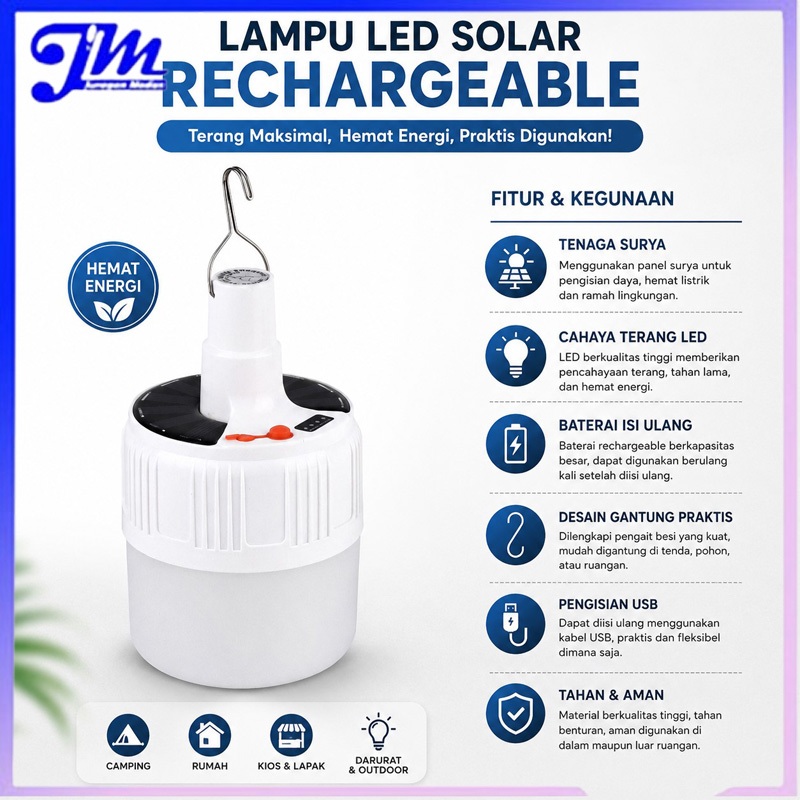 Lampu Led Solar Emergency Recharger Lamp T-903 Tenda Camping Hemat Energi Tahan Lama