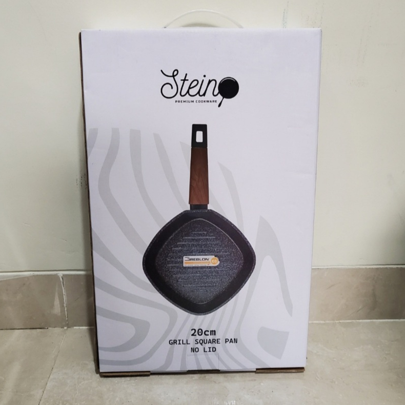 Stein Cookware Black Onyx Series Grill Square Pan 20 CM Non Stick - Wajan Pemanggang Premium