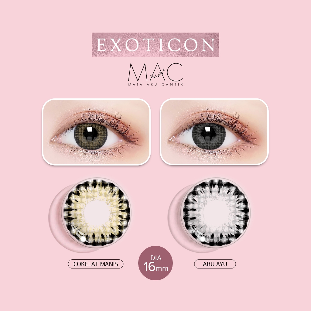 Softlens Mata Aku Cantik MAC Diameter 16mm Plano Minus Normal s/d -600 Abu,Biru,Coklat,Hitam