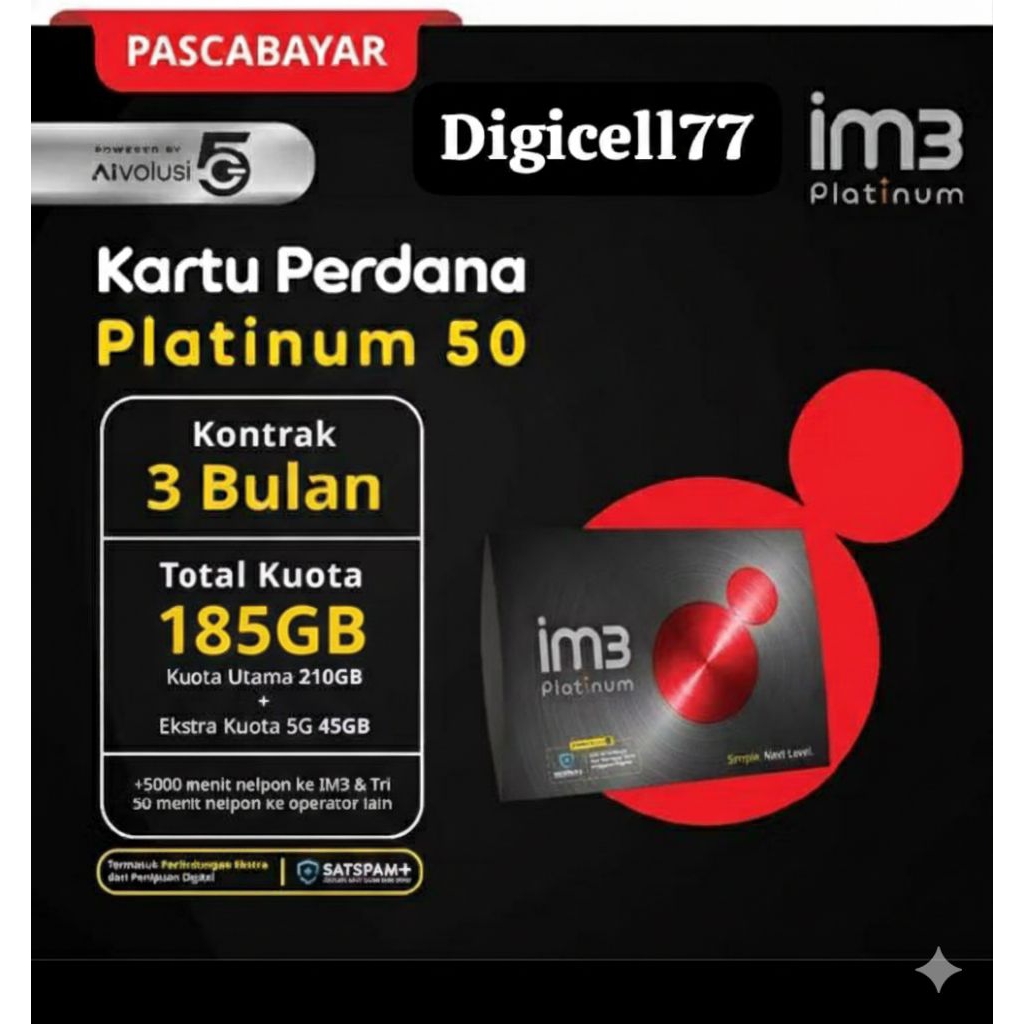 PLATINUM INDOSAT 3BULAN 185GB NASIONAL