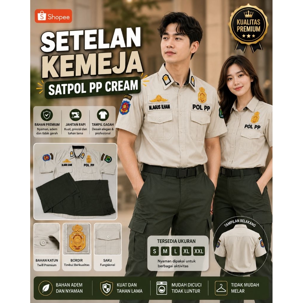STELAN SERAGAM CREAM SATPOL PP TERBARU