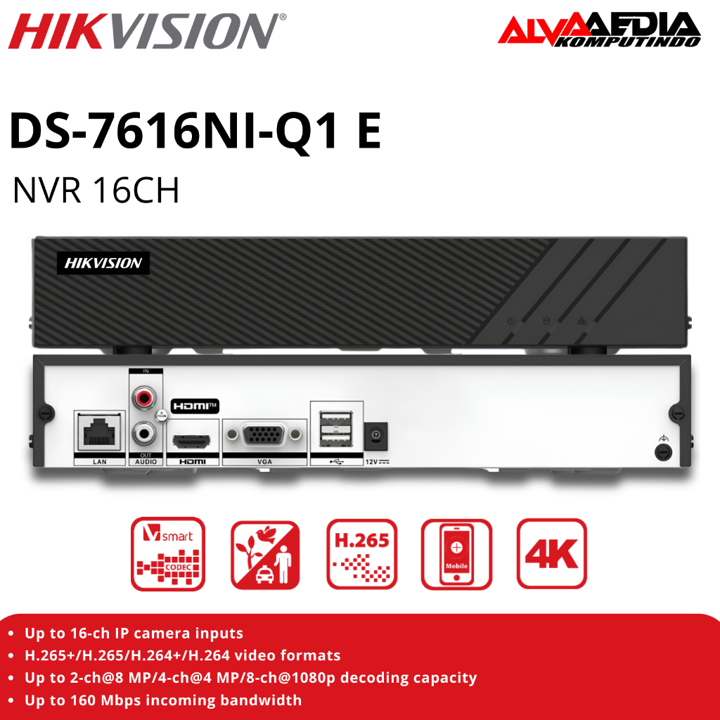 HIKVISION NVR 16CH DS-7616NI-Q1 E | NVR HIKVISION 16 Chanel Up to 8mp Camera