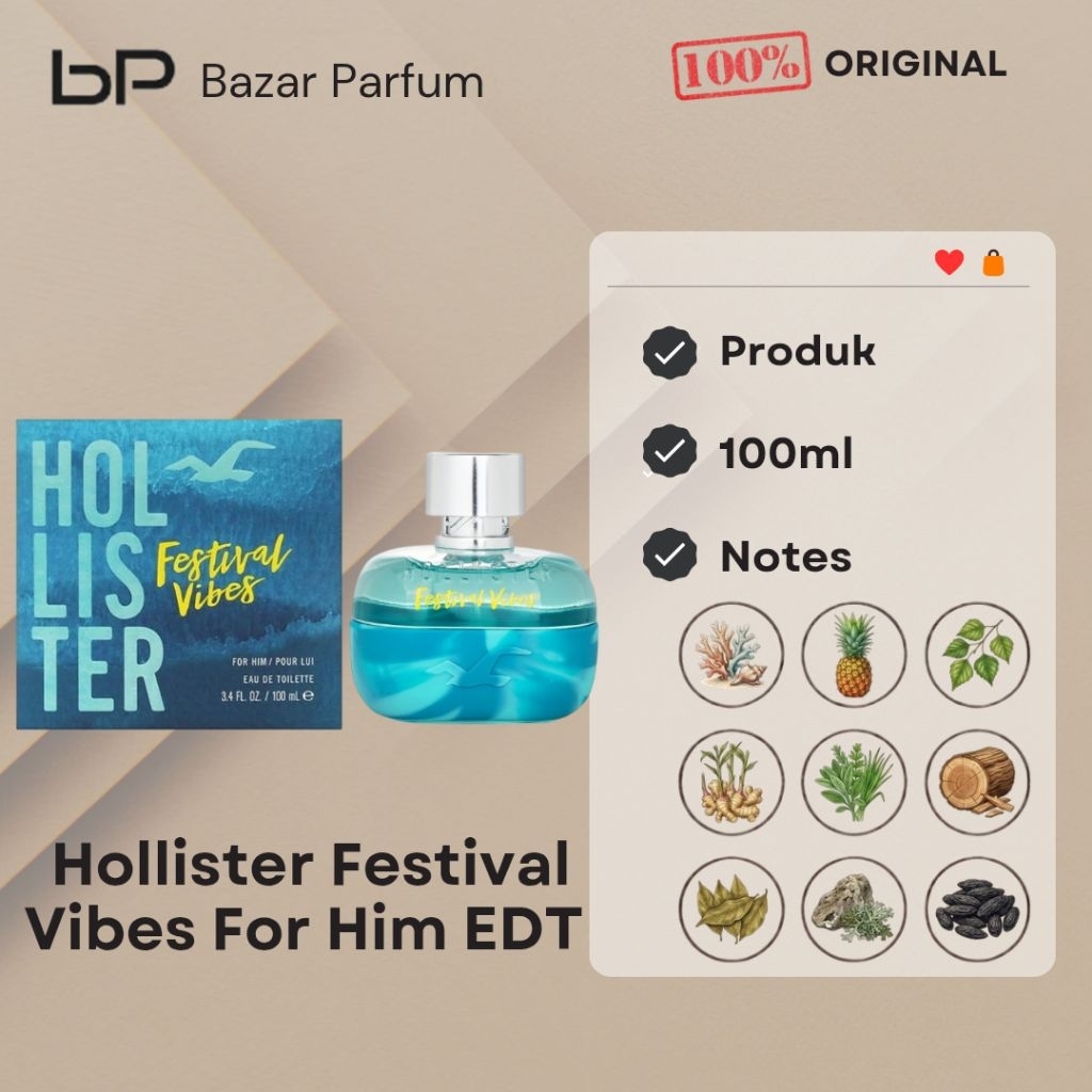 Parfum Pria Hollister Festival Vibes by Hollister EDT for Men Original