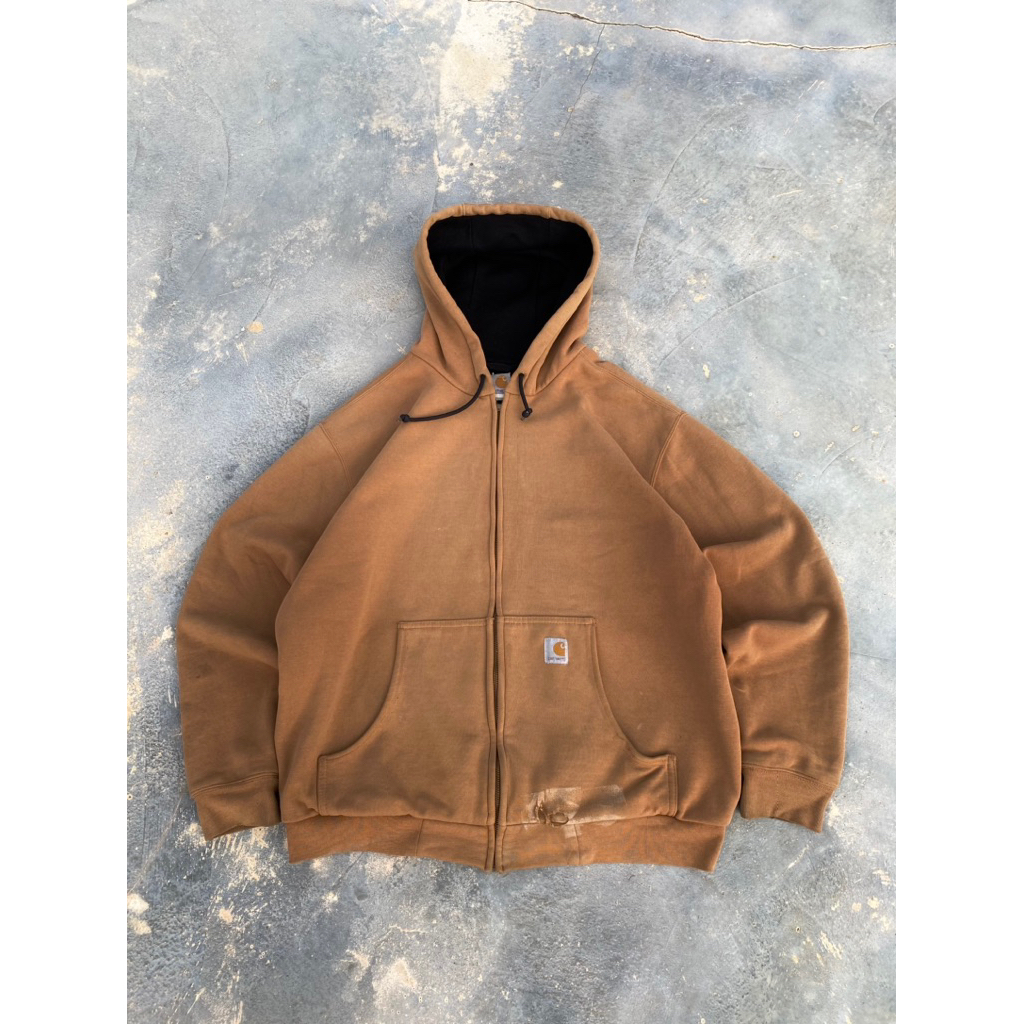 Carhartt brown thermal heavy weight ziip hoodie