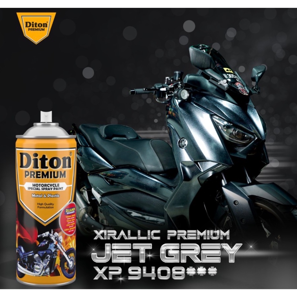 Pilox Abu Diton Premium Paket Jet Grey || Cat Semprot Body Motor Velg Motor&Rangka Motor