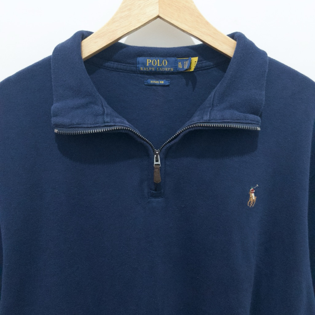 Polo Ralph Lauren Navy Half Zip Barcode Sweater