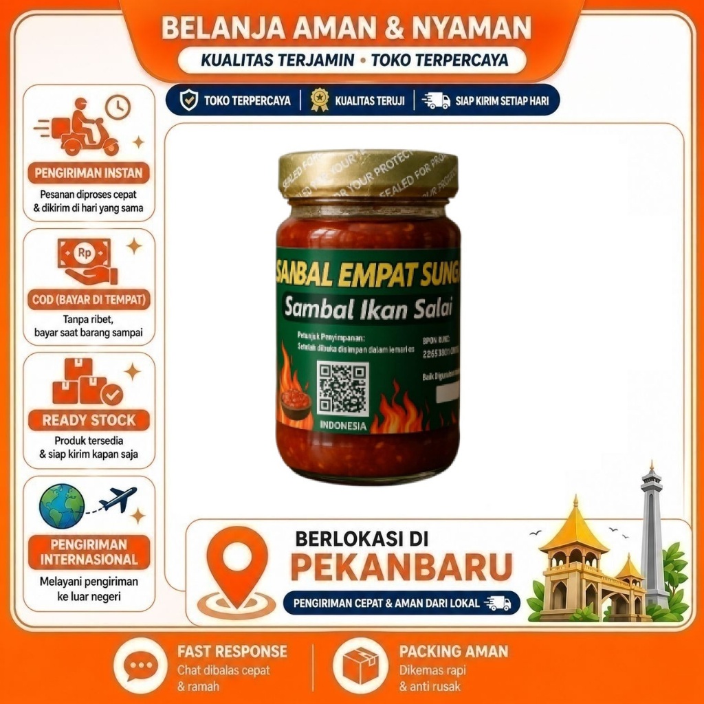[SDW] pekanbaru/200 Gram Sambal Ikan Salai Empat Sungai Brand Kebutuhan Memasak Bumbu Masak Halal