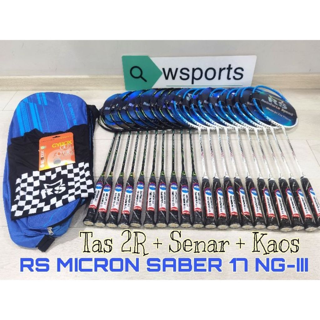 Raket Badminton RS Micron Saber 17 18 Force Original FREE Pasang Senar Digital