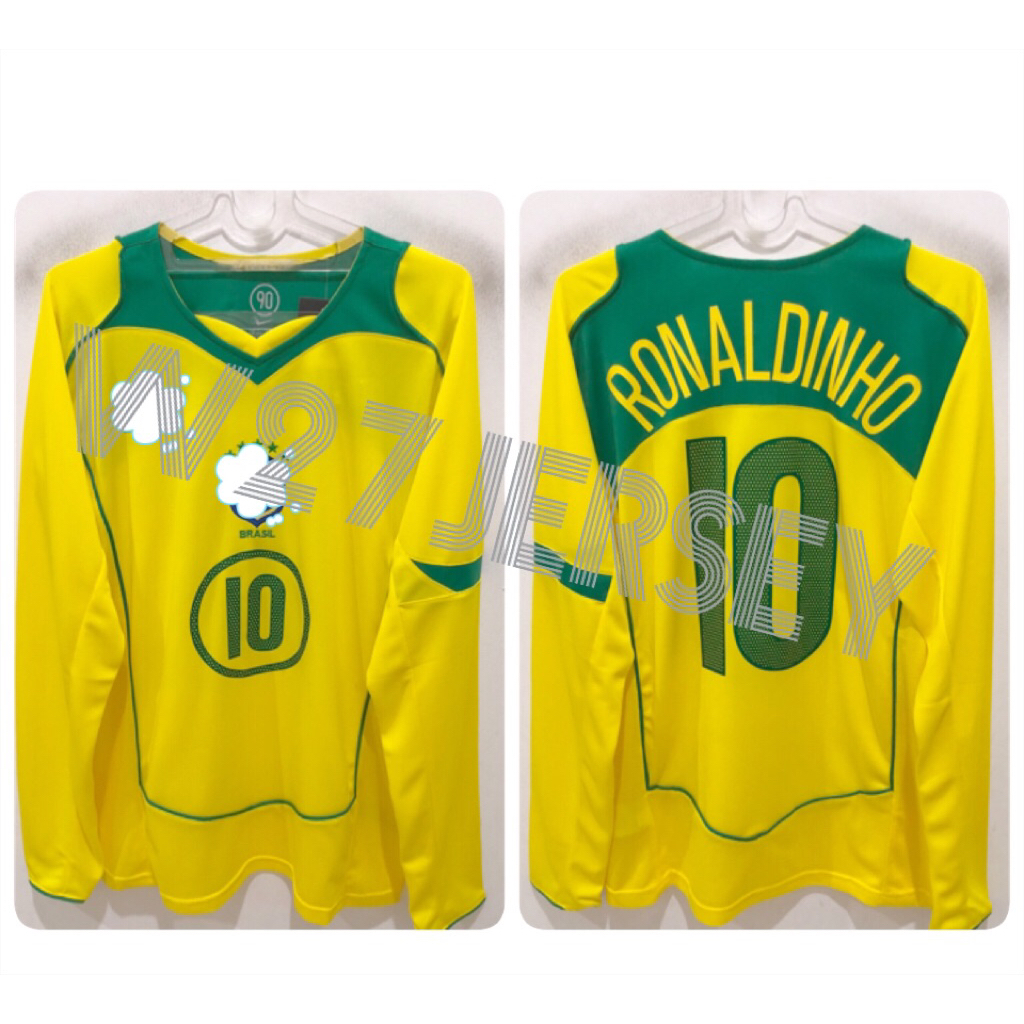 JERSEY RETRO - BRAZIL HOME LONGSLEEVE 2004 name player Ronaldinho