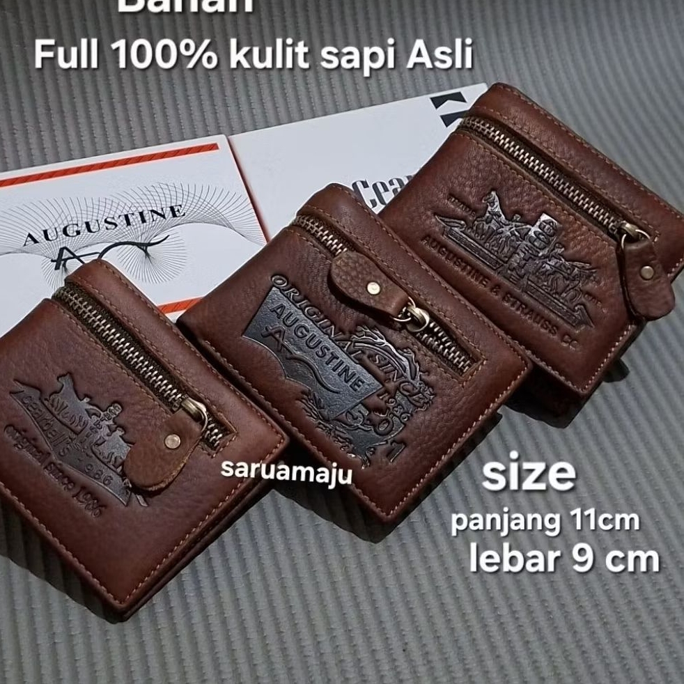 Dompet pria kulit Asli Model Resleting / dompet Full 100% kulit  sapi Asli/Dompet Augustine