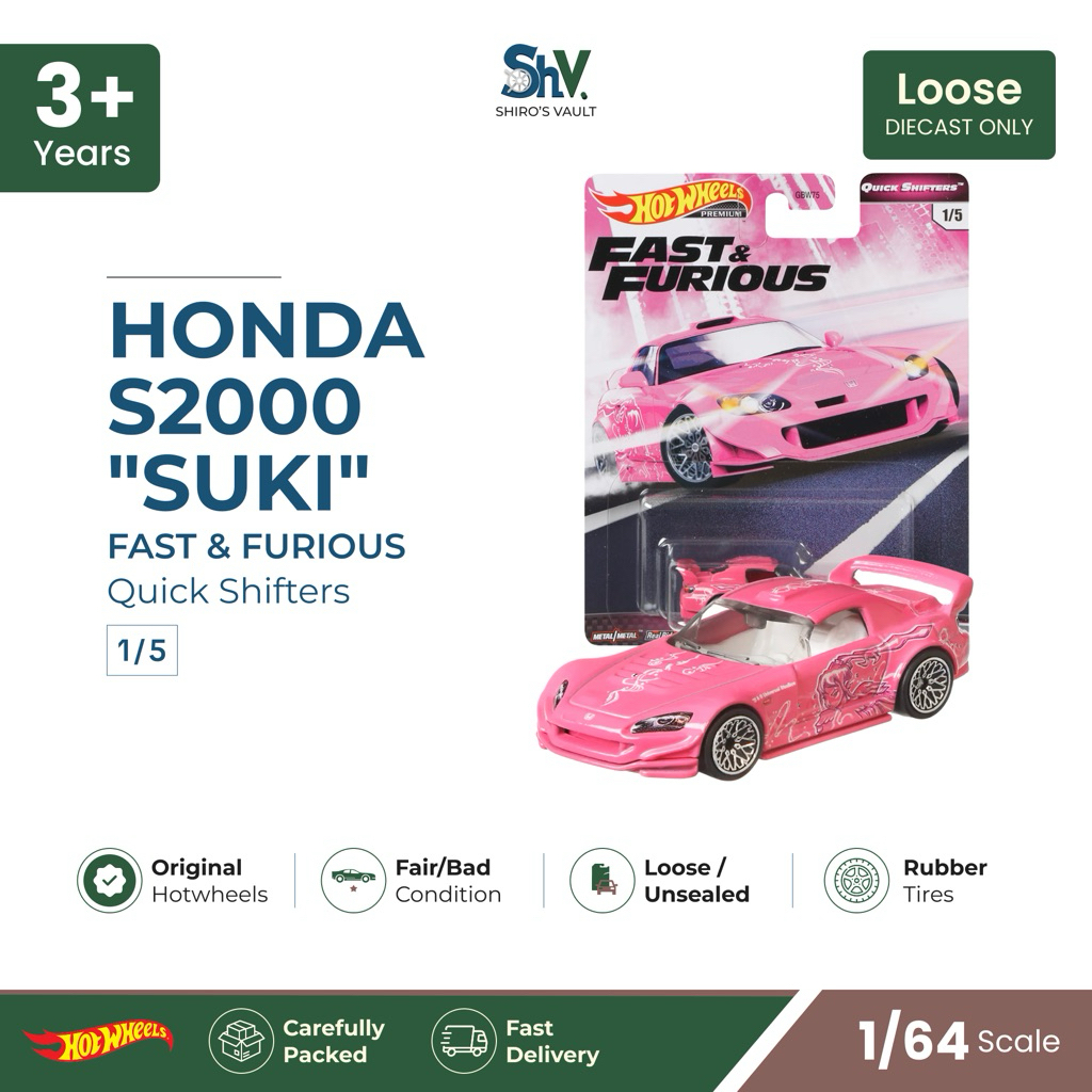 Hot Wheels Honda S2000 Suki Pink Fast & Furious Premium Quick Shifters Loose Tidak Mulus