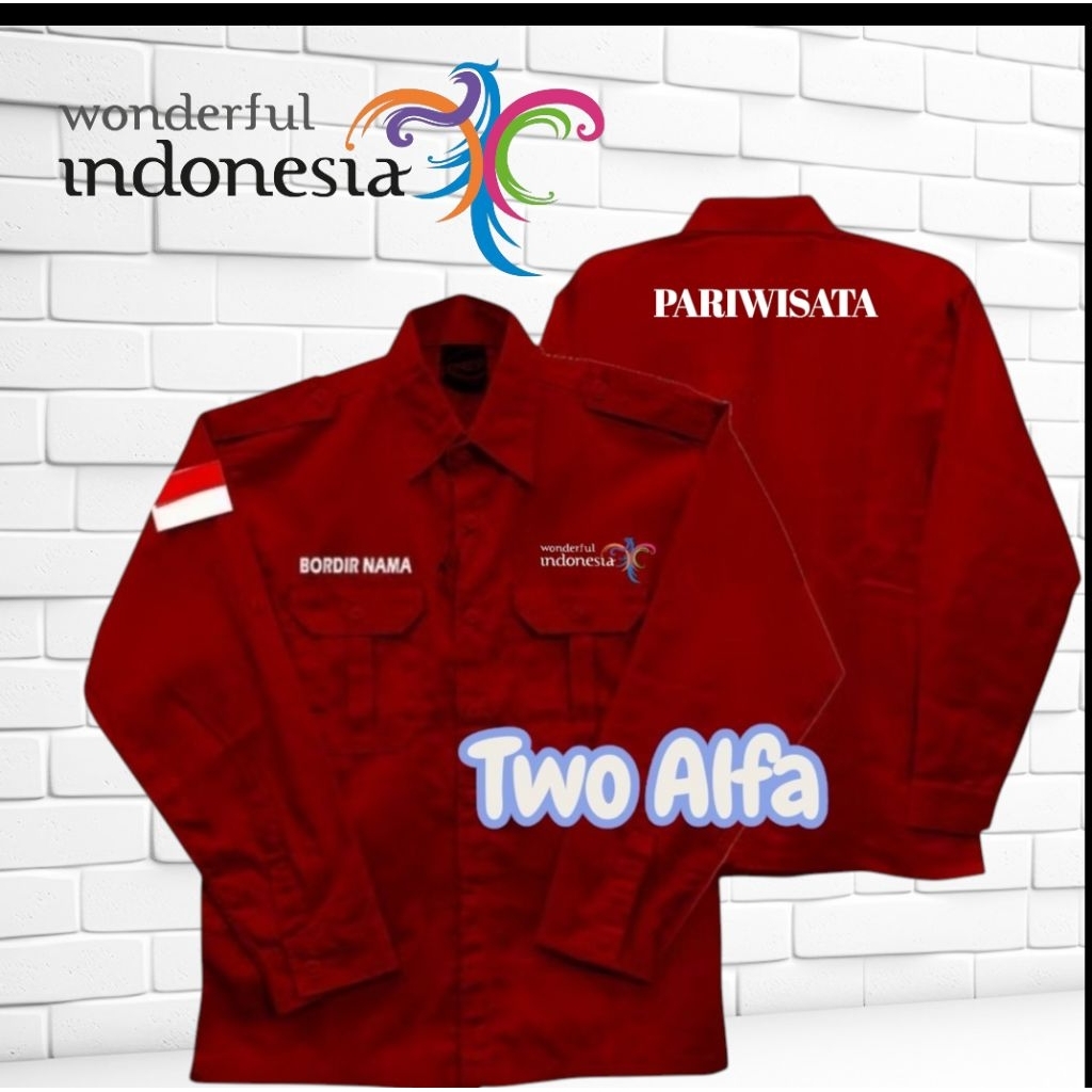 Kemeja wonderfull indonesia seragam kerja wonderfull pariwisata baju kerja pariwisata.