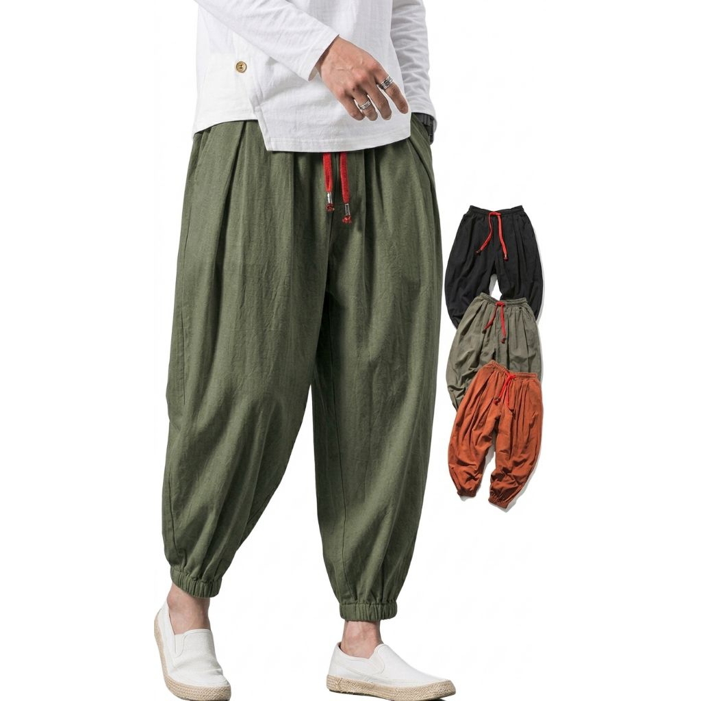 Celana Panjang Aladin Linen Pria Wanita Korean Style Loose Harem Pants Size M L XL XXL Tidak Nerawan