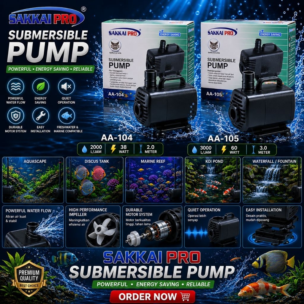 Pompa Aquarium Kolam Sakkai Pro 104 105