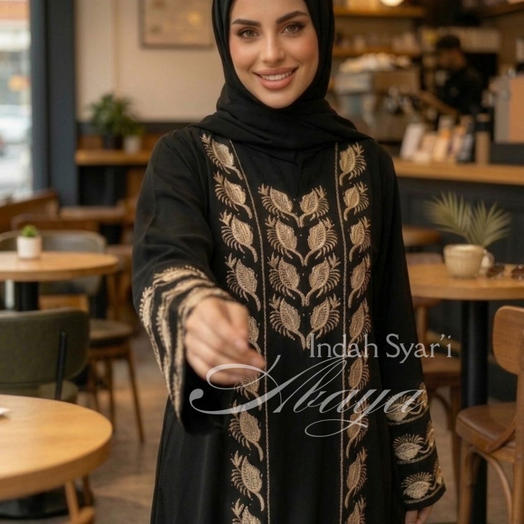 Abaya Mesir Bordir - ABAYA 1224 - Gamis Hitam Dewasa Remaja Abaya bordir Mewah - Ready Bisa [COD]