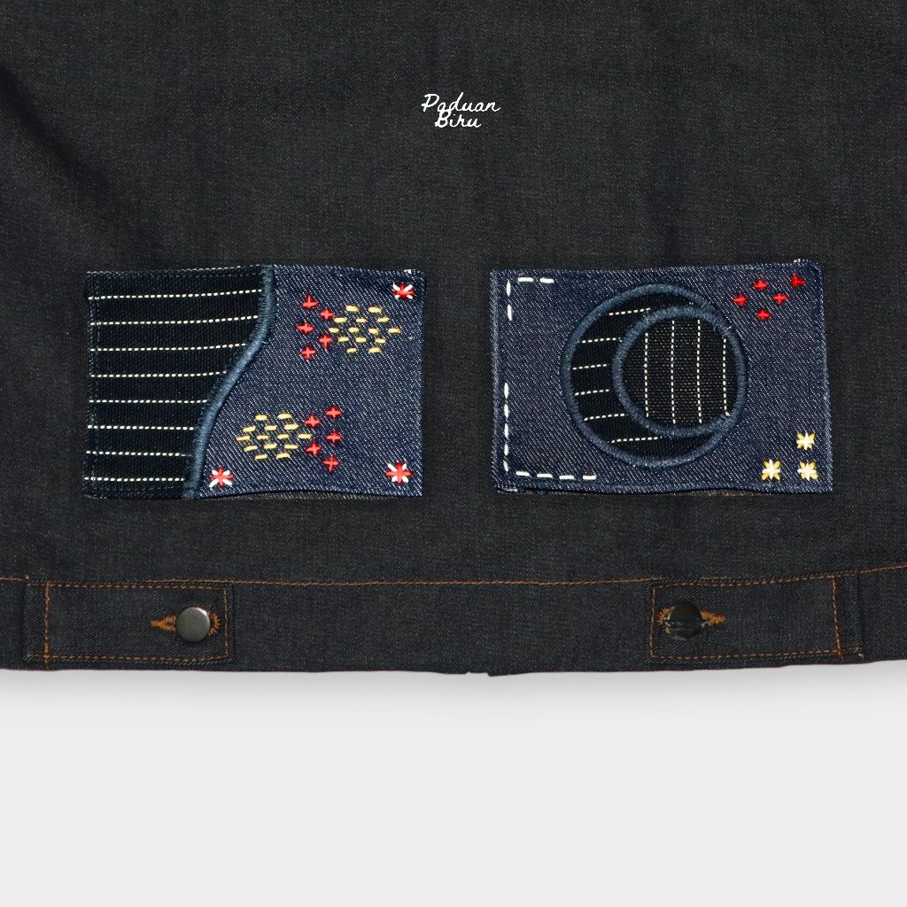 PADUAN BIRU - Sashiko Temaram Collection x Sobek Jeans | Aksesoris Denim | Patch Denim | Tambalan De