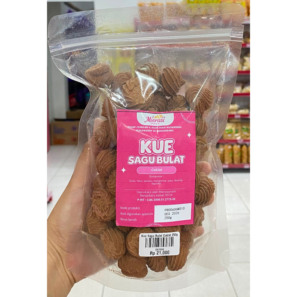 Wadai Kue Sagu Bulat Coklat 250gram | Kue Kering Sagu | Cemilan enak | makanan ringan | Kue tradisio