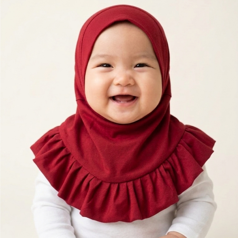 Shema Shemi -  Aisha Baby Hijab Instan Premium/Hijab Bergo Anak Bayi Rempel/Hijab Kaos Anak Anti Ger