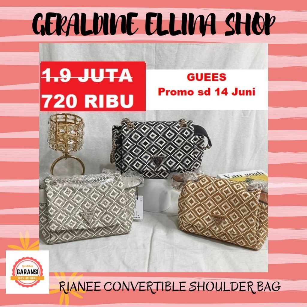 Tas selempang wanita Guess original sale seri RIANEE CONVERTIBLE