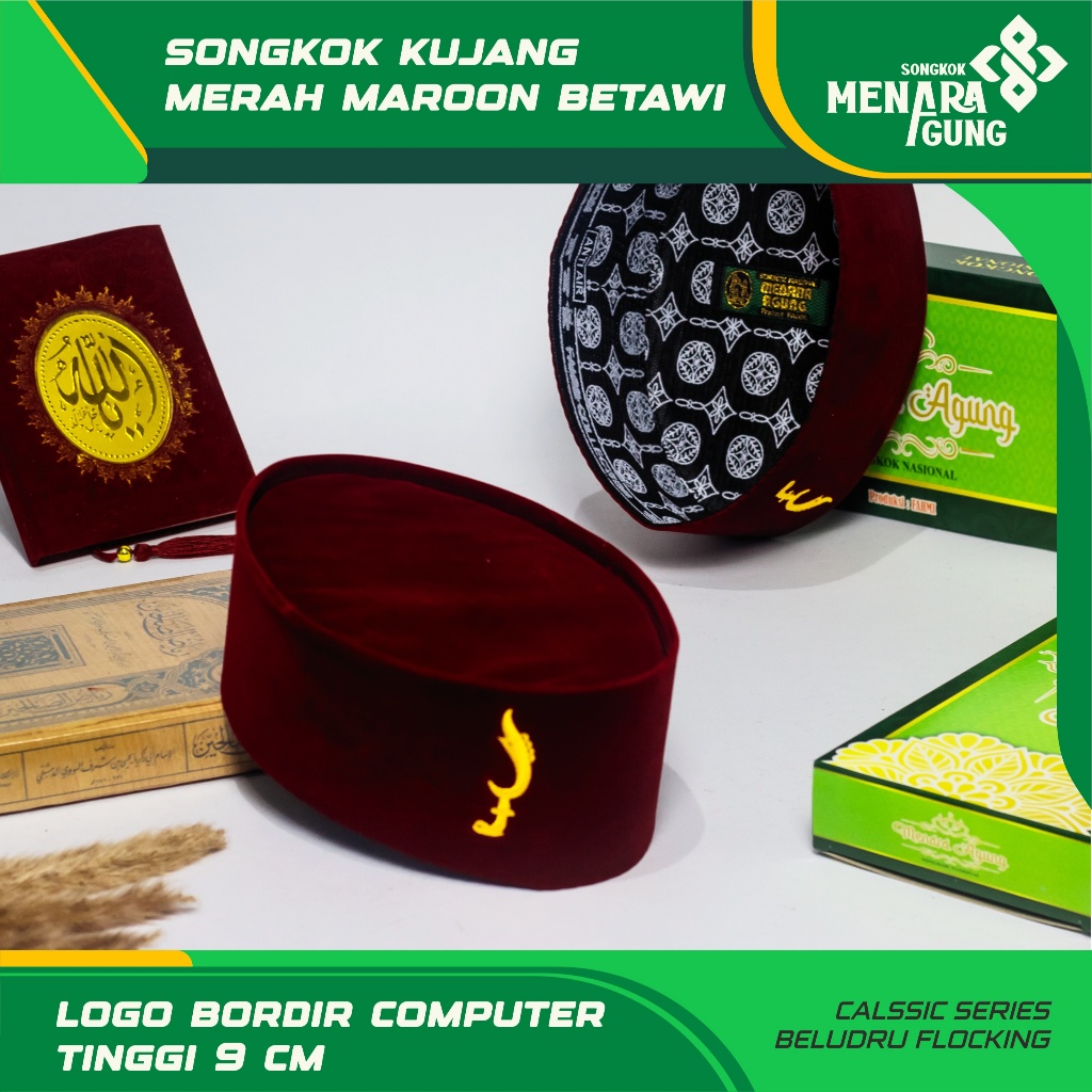 Songkok Peci Kopiah Kopyah Kujang Bordir Warna Merah Maroon Terbaru Kekinian