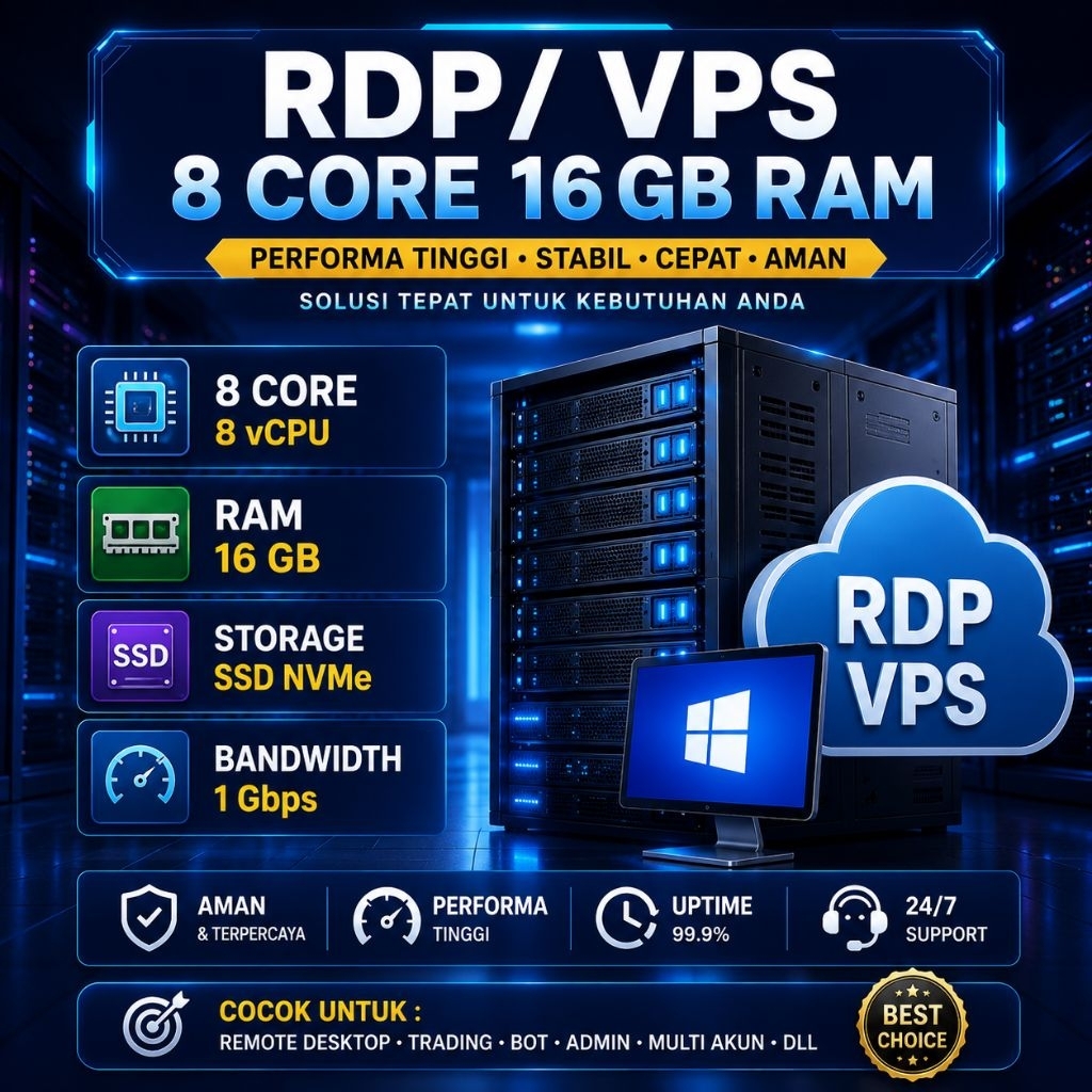 RDP / VPS 8 CORE 16 GB RAM