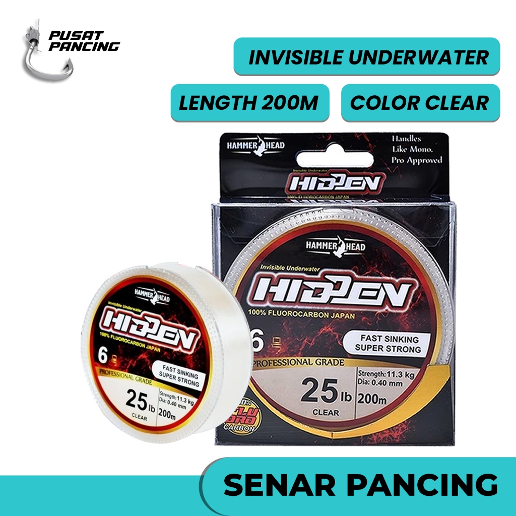 PUSATPANCING5 - Senar Pancing Hammerhead Hidden 100% Fluorocarbon (200M) Kuat Dan Tanggung Untuk Sal