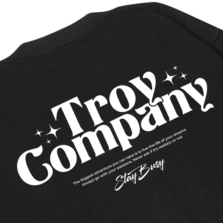 Troy Company Sweater Pria Hitam - Dream Sweater Sweatshirt Crewneck Black SWD 3083