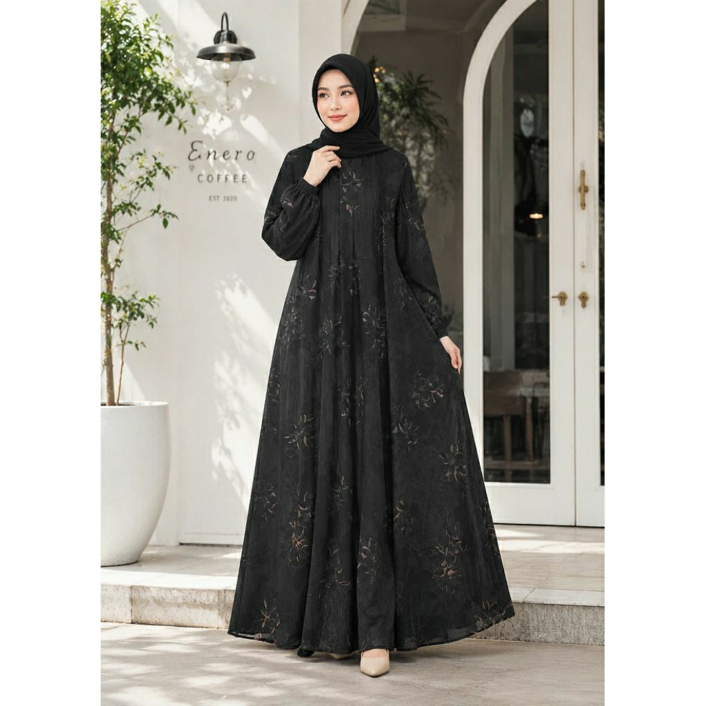 GAMIS JASMINE SERIES BY ZAFEETRI (GAMIS SAJA) // GAMIS SYARI CERUTTY MOTIF BUNGA