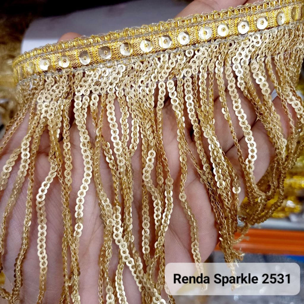 Renda Sparkle 25231 ROL Renda Rumbai Payet Juntai Hiasan Baju