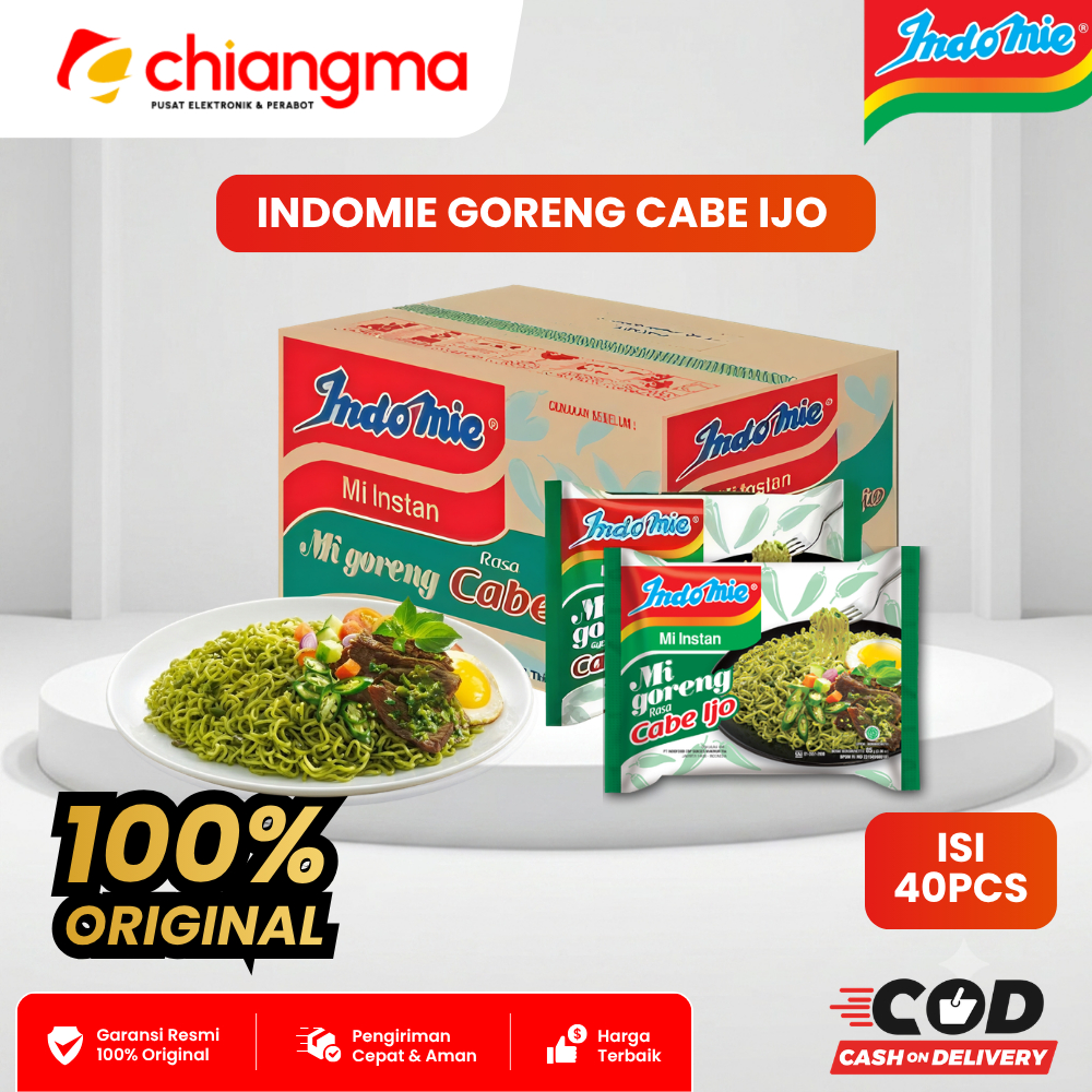 Indomie Mie Goreng Cabe Ijo 1 Dus Isi 40 Pcs | Indomie Goreng Cabai Hijau