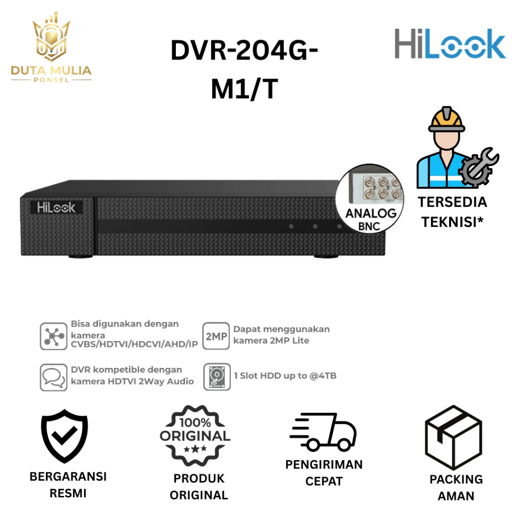 HILOOK DVR-204G-M1/T DVR 4 CHANNEL HILOOK TURBO HD AUDIO DVR